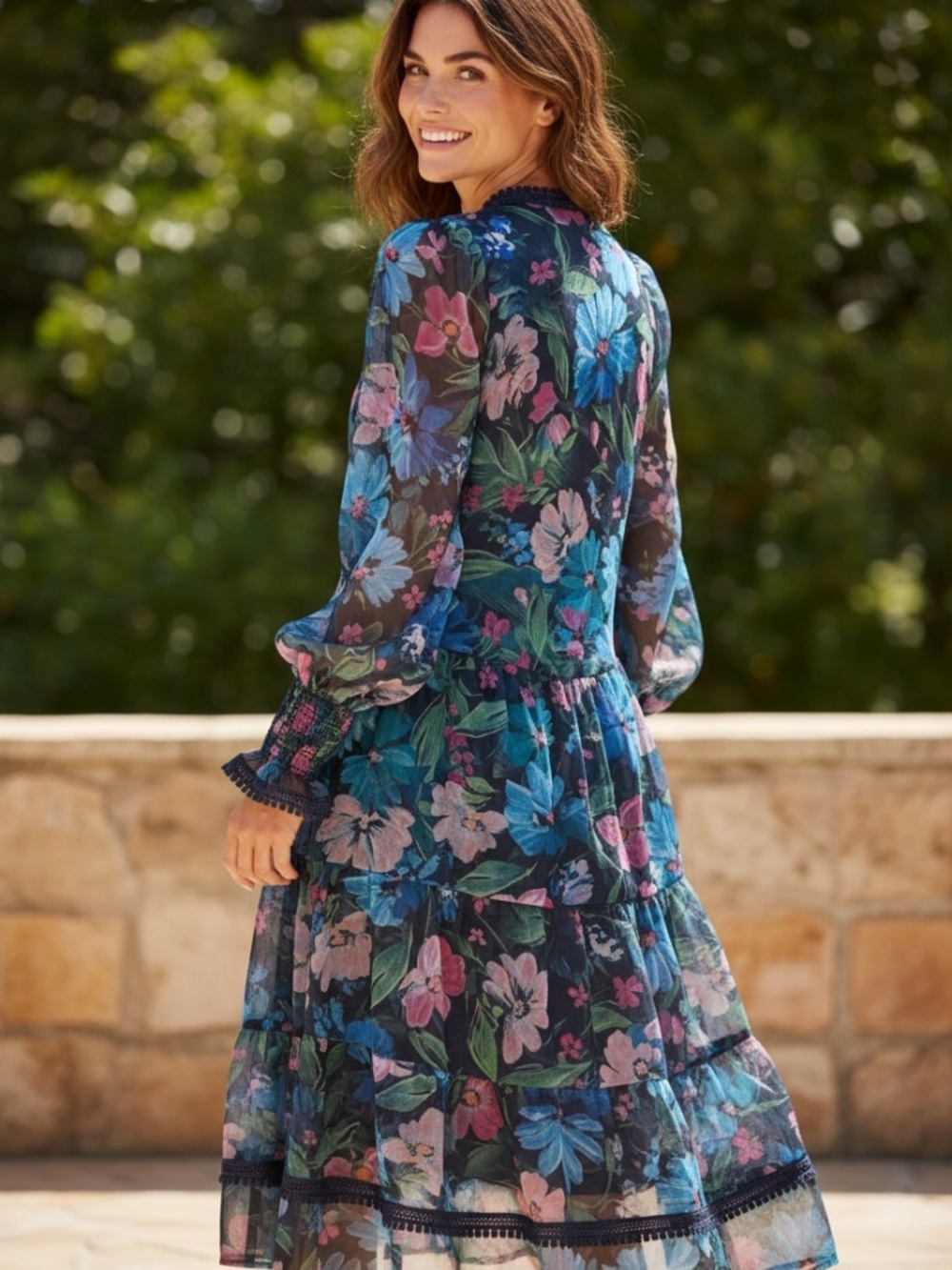 jade floral dress, S, CB2689 - Picture 2 of 6